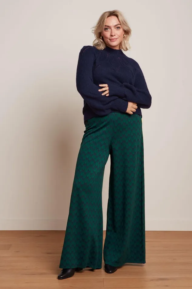 Trousers Women King Louie Pia Pants Duffy Jacquard Evening Blue 8211 Duffy