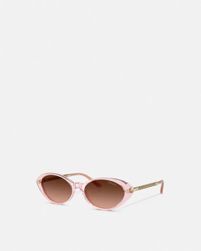 Tubular Greca Oval Sunglasses Pink Women Versace Sunglasses