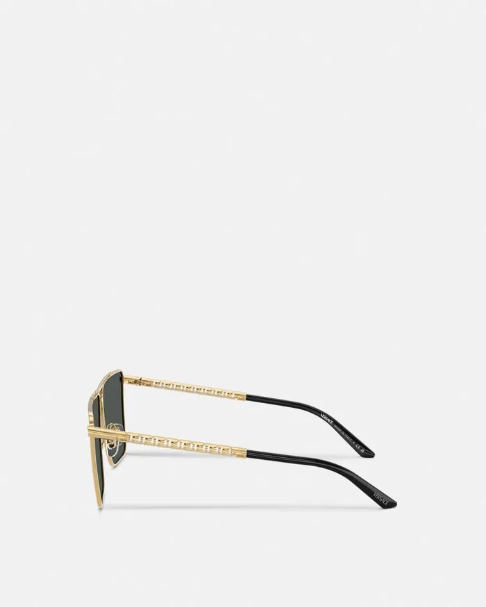 Tubular Greca Sunglasses Blackgold Men Versace Sunglasses