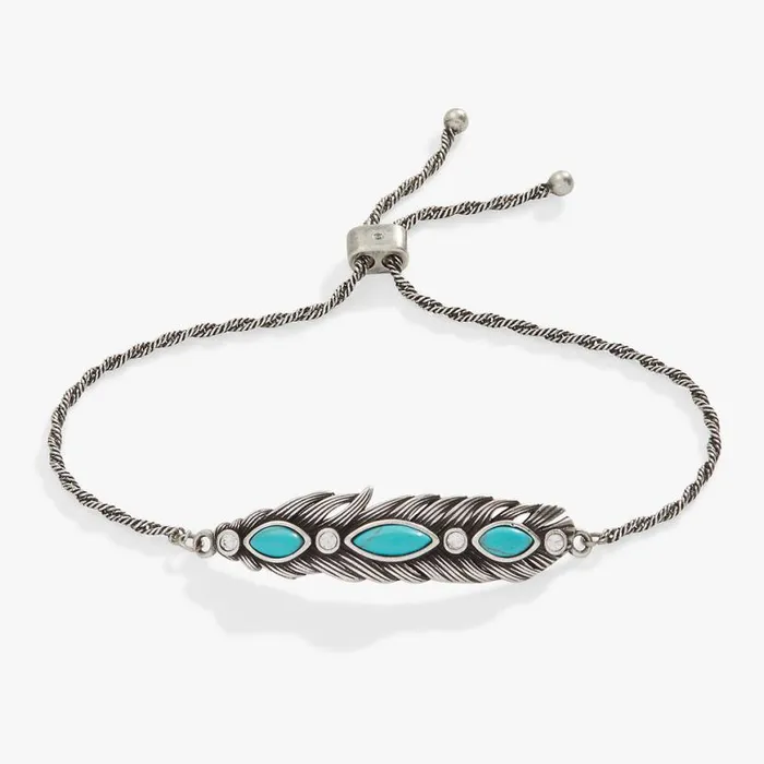 Turquoise Feather Bolo Bracelet Silver Women Alex And Ani Bracelets