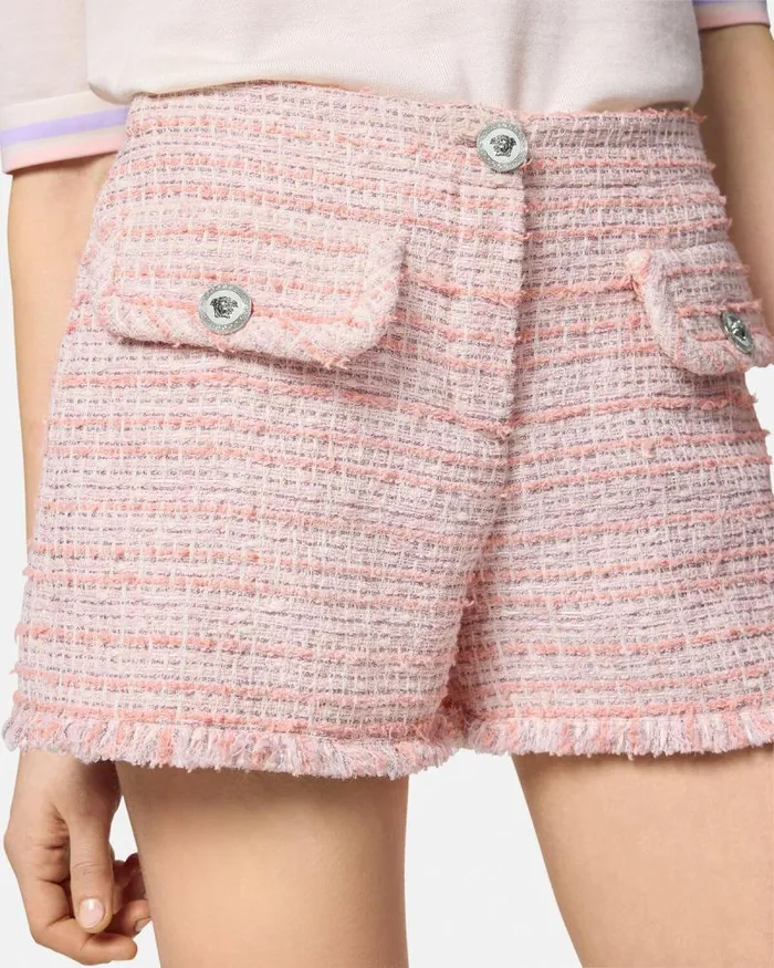 Tweed Mini Shorts Light Pink Women Versace Suits