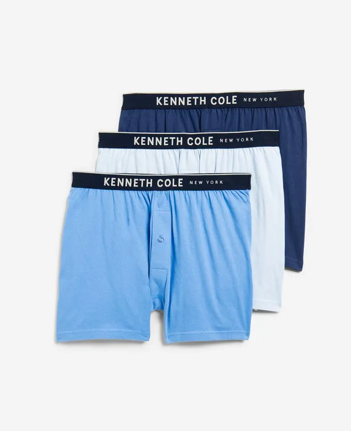 Underwear and Loungewear Men Kenneth Cole Cotton Stretch Sleepwear Boxer Shorts 3Pack Blue