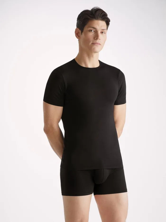 Underwear TShirts Men Derek Rose Underwear TShirt Alex Micro Modal Stretch Black Underwear TShirts Men Derek Rose Underwear TShirt Alex Micro Modal Stretch Black
