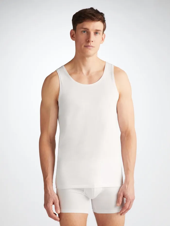 Underwear TShirts Men Derek Rose Underwear Tank Top Jack Pima Cotton Stretch White Underwear TShirts Men Derek Rose Underwear Tank Top Jack Pima Cotton Stretch White