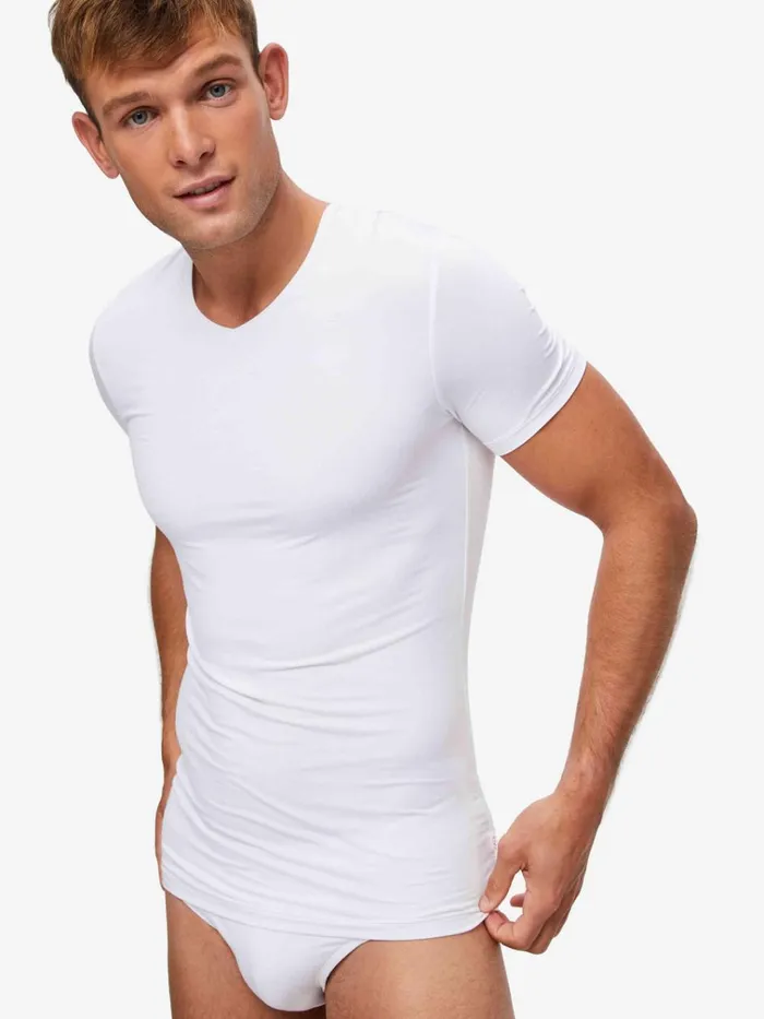 Underwear TShirts Men Derek Rose Underwear VNeck TShirt Alex Micro Modal Stretch White Underwear TShirts Men Derek Rose Underwear VNeck TShirt Alex Micro Modal Stretch White