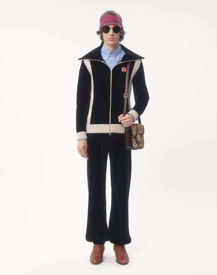 Valentino Activewear Man Chenille Jogging Pants With Chez Valentino Patch For Man In Black Black Valentino Activewear Man Chenille Jogging Pants With Chez Valentino Patch For Man In Black Black