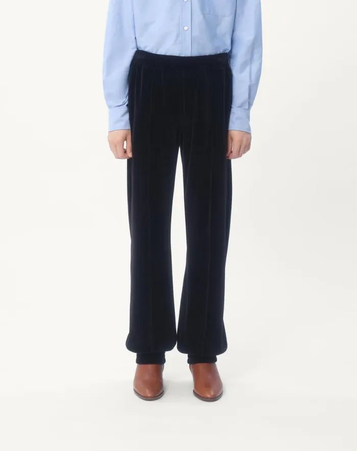 Valentino Activewear Man Chenille Jogging Pants With Chez Valentino Patch For Man In Black Black Valentino Activewear Man Chenille Jogging Pants With Chez Valentino Patch For Man In Black Black