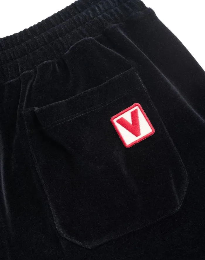 Valentino Activewear Man Chenille Jogging Pants With Chez Valentino Patch For Man In Black Black Valentino Activewear Man Chenille Jogging Pants With Chez Valentino Patch For Man In Black Black