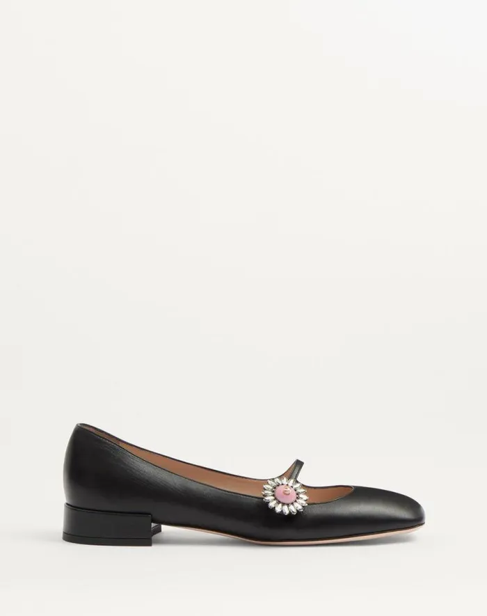 Valentino Ballerinas Woman Maryjane Preshoes Ballerina In Kidskin With Jewel Button 20mm For Woman In Water Rosecrystalpink Water Rosecrystalpink Valentino Ballerinas Woman Maryjane Preshoes Ballerina In Kidskin With Jewel Button 20mm For Woman In Water Rosecrystalpink Water Rosecrystalpink