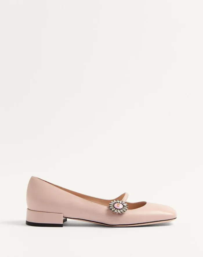 Valentino Ballerinas Woman Maryjane Preshoes Ballerina In Kidskin With Jewel Button 20mm For Woman In Water Rosecrystalpink Water Rosecrystalpink Valentino Ballerinas Woman Maryjane Preshoes Ballerina In Kidskin With Jewel Button 20mm For Woman In Water Rosecrystalpink Water Rosecrystalpink