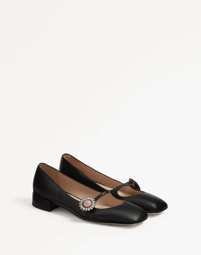 Valentino Ballerinas Woman Maryjane Preshoes Ballerina In Kidskin With Jewel Button 20mm For Woman In Water Rosecrystalpink Water Rosecrystalpink Valentino Ballerinas Woman Maryjane Preshoes Ballerina In Kidskin With Jewel Button 20mm For Woman In Water Rosecrystalpink Water Rosecrystalpink