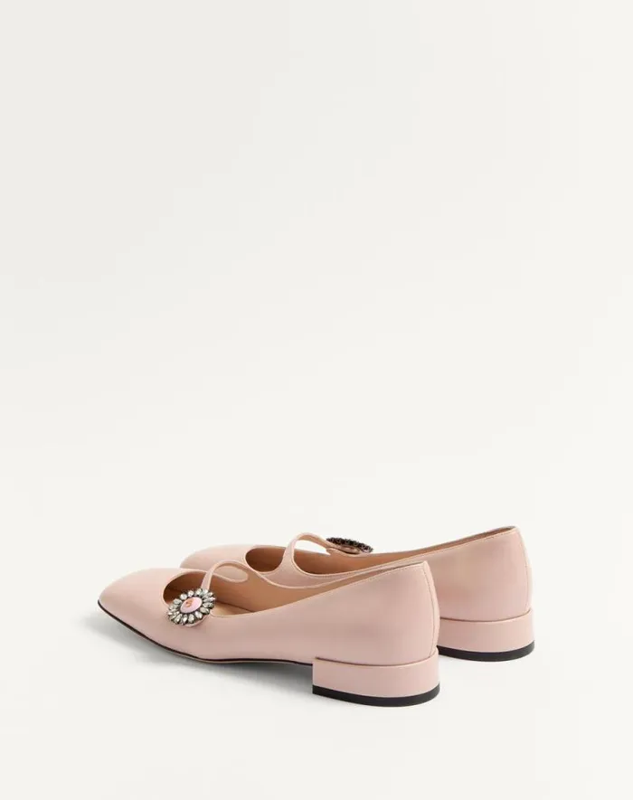 Valentino Ballerinas Woman Maryjane Preshoes Ballerina In Kidskin With Jewel Button 20mm For Woman In Water Rosecrystalpink Water Rosecrystalpink Valentino Ballerinas Woman Maryjane Preshoes Ballerina In Kidskin With Jewel Button 20mm For Woman In Water Rosecrystalpink Water Rosecrystalpink