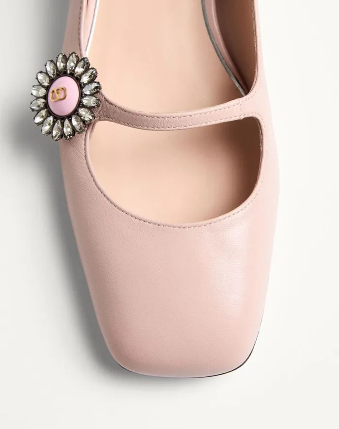 Valentino Ballerinas Woman Maryjane Preshoes Ballerina In Kidskin With Jewel Button 20mm For Woman In Water Rosecrystalpink Water Rosecrystalpink Valentino Ballerinas Woman Maryjane Preshoes Ballerina In Kidskin With Jewel Button 20mm For Woman In Water Rosecrystalpink Water Rosecrystalpink