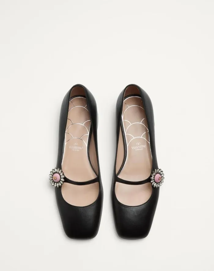 Valentino Ballerinas Woman Maryjane Preshoes Ballerina In Kidskin With Jewel Button 20mm For Woman In Water Rosecrystalpink Water Rosecrystalpink Valentino Ballerinas Woman Maryjane Preshoes Ballerina In Kidskin With Jewel Button 20mm For Woman In Water Rosecrystalpink Water Rosecrystalpink