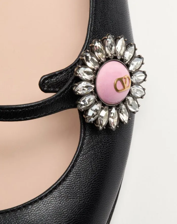 Valentino Ballerinas Woman Maryjane Preshoes Ballerina In Kidskin With Jewel Button 20mm For Woman In Water Rosecrystalpink Water Rosecrystalpink Valentino Ballerinas Woman Maryjane Preshoes Ballerina In Kidskin With Jewel Button 20mm For Woman In Water Rosecrystalpink Water Rosecrystalpink