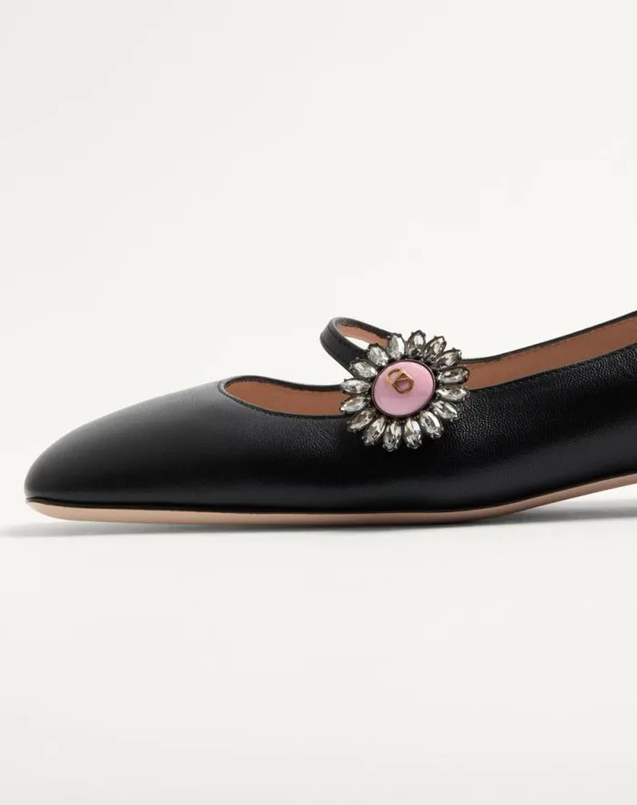 Valentino Ballerinas Woman Maryjane Preshoes Ballerina In Kidskin With Jewel Button 20mm For Woman In Water Rosecrystalpink Water Rosecrystalpink Valentino Ballerinas Woman Maryjane Preshoes Ballerina In Kidskin With Jewel Button 20mm For Woman In Water Rosecrystalpink Water Rosecrystalpink