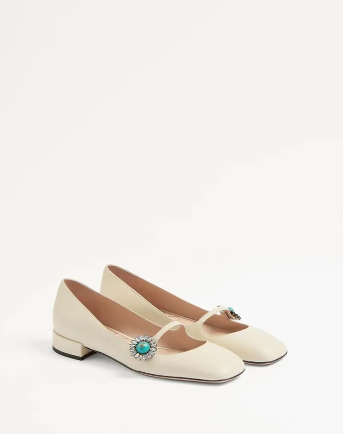 Valentino Ballerinas Woman Maryjane Preshoes Ballerina In Kidskin With Jewel Button 20mm For Woman In Water Rosecrystalpink Water Rosecrystalpink Valentino Ballerinas Woman Maryjane Preshoes Ballerina In Kidskin With Jewel Button 20mm For Woman In Water Rosecrystalpink Water Rosecrystalpink