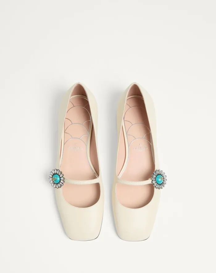 Valentino Ballerinas Woman Maryjane Preshoes Ballerina In Kidskin With Jewel Button 20mm For Woman In Water Rosecrystalpink Water Rosecrystalpink Valentino Ballerinas Woman Maryjane Preshoes Ballerina In Kidskin With Jewel Button 20mm For Woman In Water Rosecrystalpink Water Rosecrystalpink