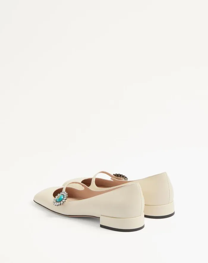 Valentino Ballerinas Woman Maryjane Preshoes Ballerina In Kidskin With Jewel Button 20mm For Woman In Water Rosecrystalpink Water Rosecrystalpink Valentino Ballerinas Woman Maryjane Preshoes Ballerina In Kidskin With Jewel Button 20mm For Woman In Water Rosecrystalpink Water Rosecrystalpink