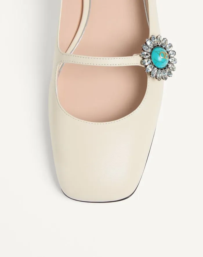 Valentino Ballerinas Woman Maryjane Preshoes Ballerina In Kidskin With Jewel Button 20mm For Woman In Water Rosecrystalpink Water Rosecrystalpink Valentino Ballerinas Woman Maryjane Preshoes Ballerina In Kidskin With Jewel Button 20mm For Woman In Water Rosecrystalpink Water Rosecrystalpink