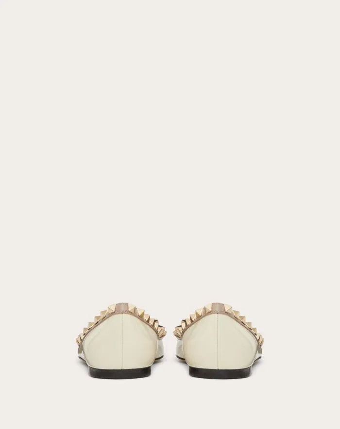 Valentino Ballerinas Woman Patent Rockstud Ballet Flat For Woman In Ivorypoudre Ivorypoudre