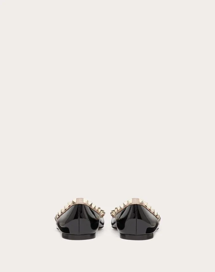 Valentino Ballerinas Woman Patent Rockstud Ballet Flat For Woman In Ivorypoudre Ivorypoudre
