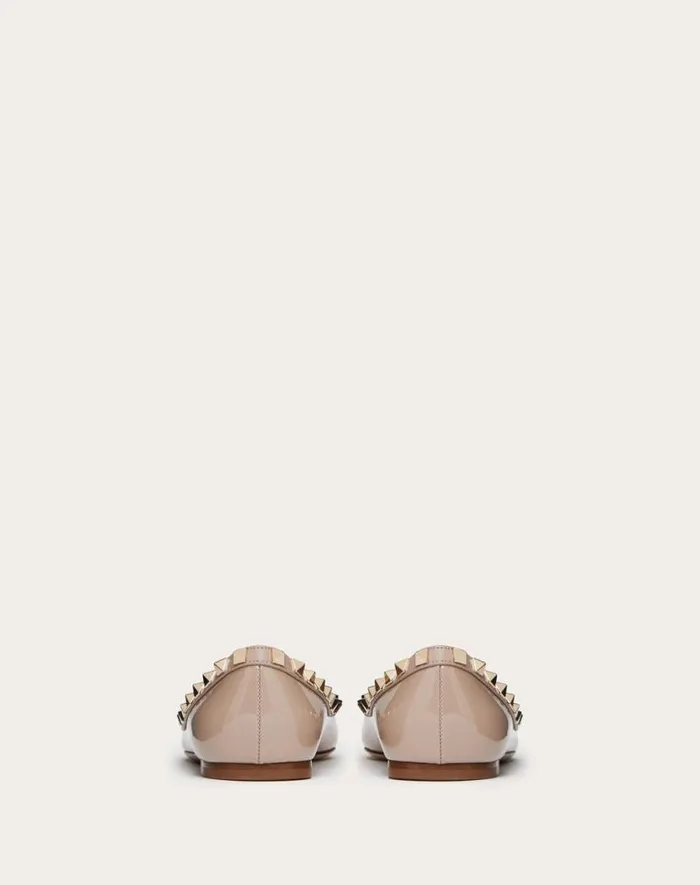Valentino Ballerinas Woman Patent Rockstud Ballet Flat For Woman In Ivorypoudre Ivorypoudre