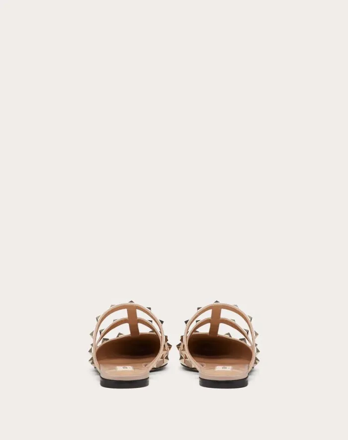 Valentino Ballerinas Woman Rockstud Patentleather Mule For Woman In Ivorypoudre Ivorypoudre
