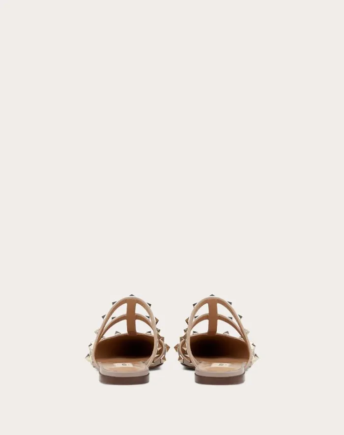 Valentino Ballerinas Woman Rockstud Patentleather Mule For Woman In Ivorypoudre Ivorypoudre