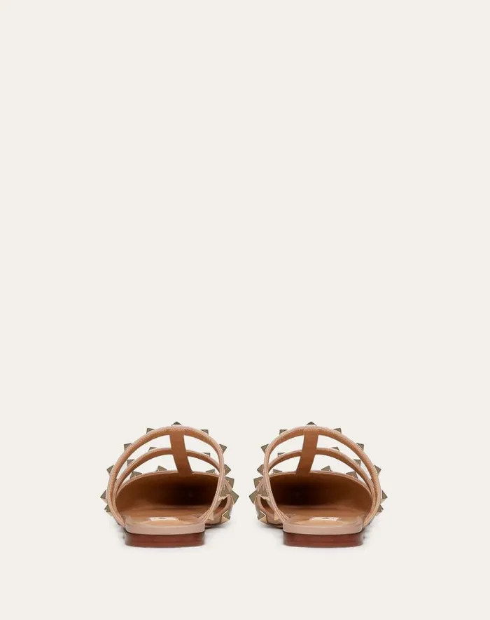 Valentino Ballerinas Woman Rockstud Patentleather Mule For Woman In Ivorypoudre Ivorypoudre