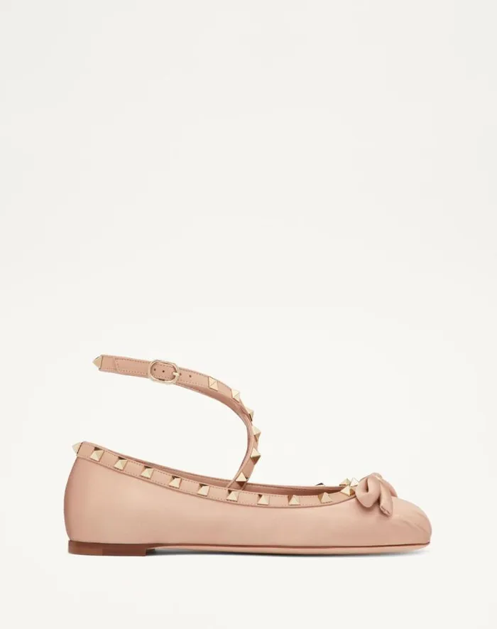 Valentino Ballerinas Woman Rockstud Satin Ballerina For Woman In Water Lilac Water Lilac Valentino Ballerinas Woman Rockstud Satin Ballerina For Woman In Water Lilac Water Lilac