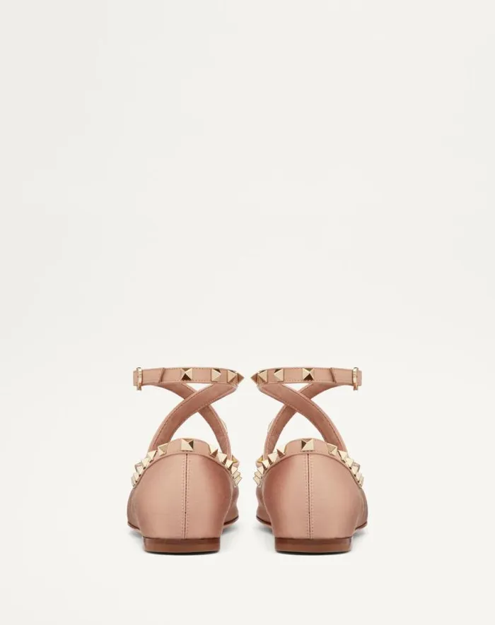Valentino Ballerinas Woman Rockstud Satin Ballerina For Woman In Water Lilac Water Lilac Valentino Ballerinas Woman Rockstud Satin Ballerina For Woman In Water Lilac Water Lilac