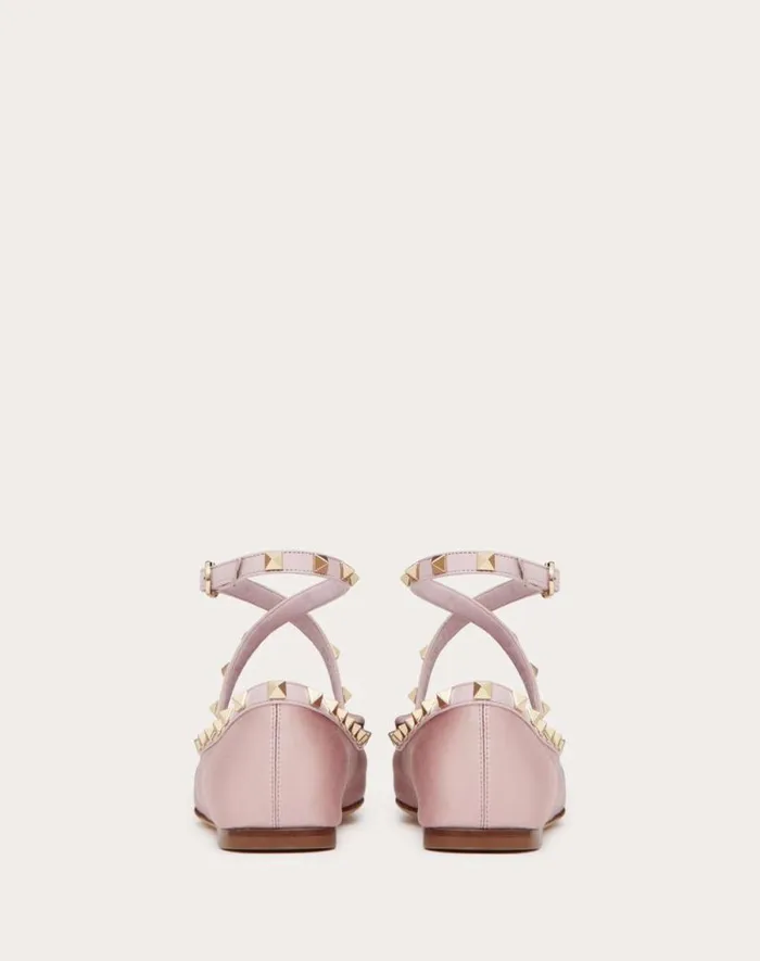 Valentino Ballerinas Woman Rockstud Satin Ballerina For Woman In Water Lilac Water Lilac Valentino Ballerinas Woman Rockstud Satin Ballerina For Woman In Water Lilac Water Lilac