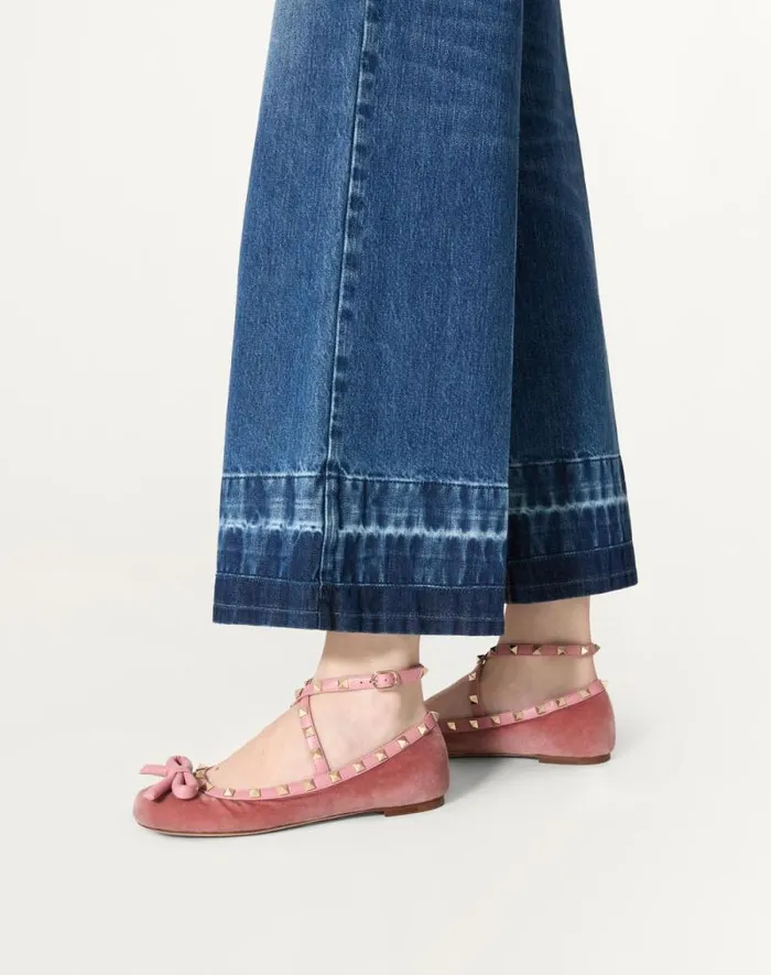 Valentino Ballerinas Woman Rockstud Velvet Ballerina For Woman In Lip Lip Valentino Ballerinas Woman Rockstud Velvet Ballerina For Woman In Lip Lip