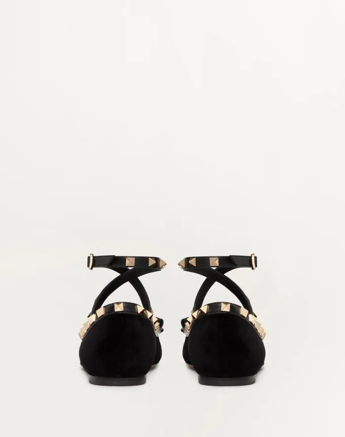 Valentino Ballerinas Woman Rockstud Velvet Ballerina For Woman In Lip Lip Valentino Ballerinas Woman Rockstud Velvet Ballerina For Woman In Lip Lip
