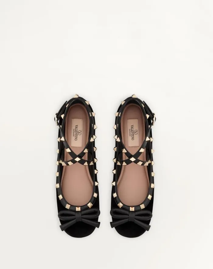 Valentino Ballerinas Woman Rockstud Velvet Ballerina For Woman In Lip Lip Valentino Ballerinas Woman Rockstud Velvet Ballerina For Woman In Lip Lip
