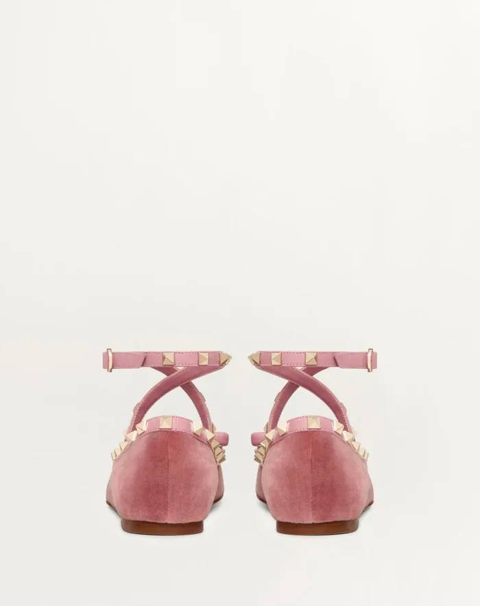 Valentino Ballerinas Woman Rockstud Velvet Ballerina For Woman In Lip Lip Valentino Ballerinas Woman Rockstud Velvet Ballerina For Woman In Lip Lip