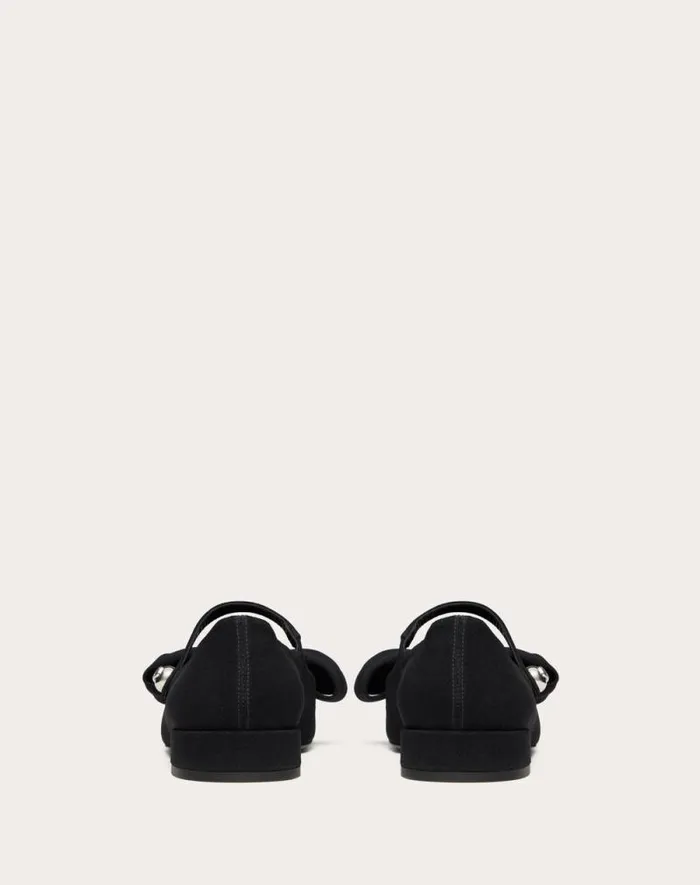 Valentino Ballerinas Woman Valentino Garavani Bowjane Maryjane Ballerina In Crepe Fabric 20mm For Woman In Black Black Valentino Ballerinas Woman Valentino Garavani Bowjane Maryjane Ballerina In Crepe Fabric 20mm For Woman In Black Black