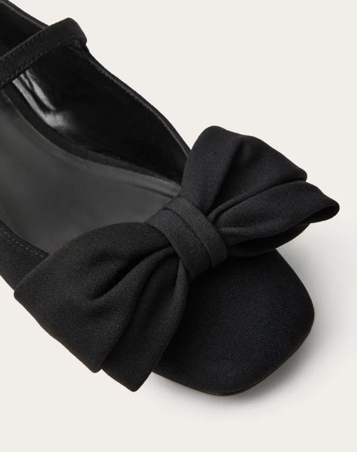 Valentino Ballerinas Woman Valentino Garavani Bowjane Maryjane Ballerina In Crepe Fabric 20mm For Woman In Black Black Valentino Ballerinas Woman Valentino Garavani Bowjane Maryjane Ballerina In Crepe Fabric 20mm For Woman In Black Black