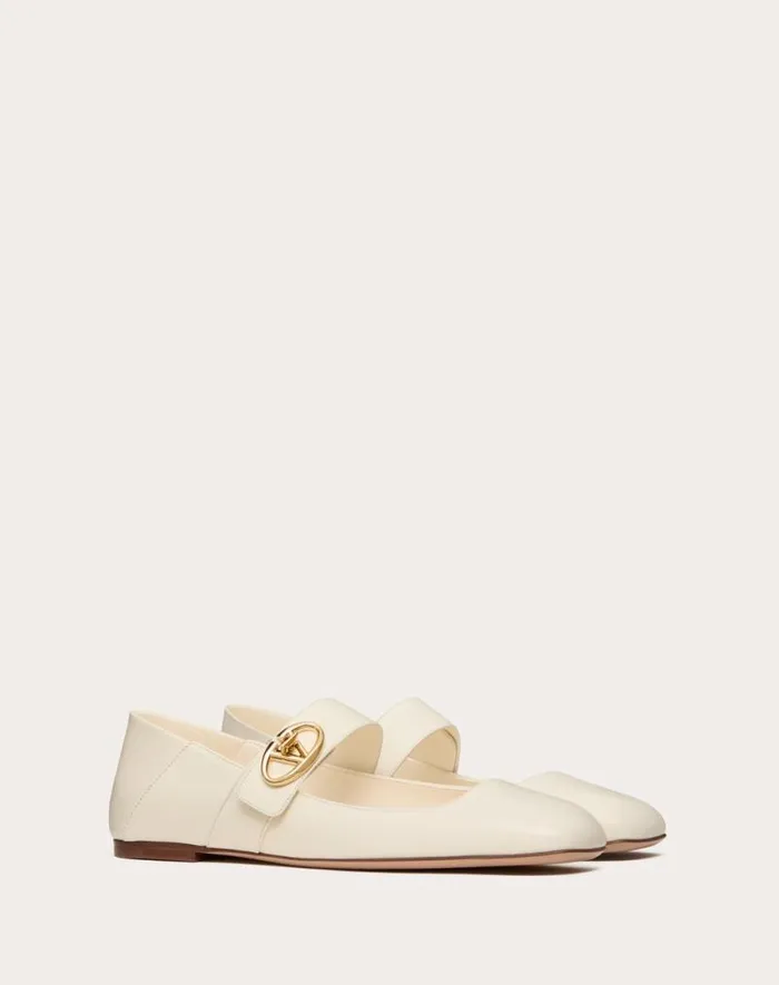 Valentino Ballerinas Woman Vlogo Locker Maryjane Ballerina In Calfskin For Woman In Ivory Ivory Valentino Ballerinas Woman Vlogo Locker Maryjane Ballerina In Calfskin For Woman In Ivory Ivory