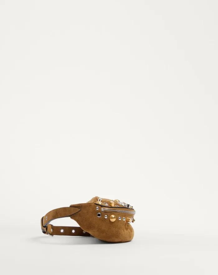 Valentino Belt Bags Man Valentino Garavani Nellcte Suede Belt Bag For Man In Havana Beige Havana Beige