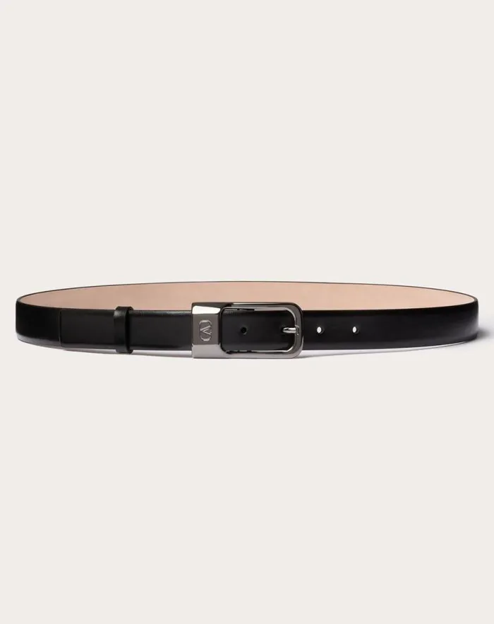 Valentino Belts Man Mini Vlogo Signature Calfskin Leather Belt 25 Mm For Man In Black Black Valentino Belts Man Mini Vlogo Signature Calfskin Leather Belt 25 Mm For Man In Black Black