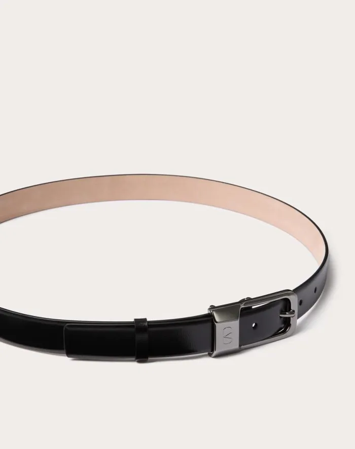 Valentino Belts Man Mini Vlogo Signature Calfskin Leather Belt 25 Mm For Man In Black Black Valentino Belts Man Mini Vlogo Signature Calfskin Leather Belt 25 Mm For Man In Black Black