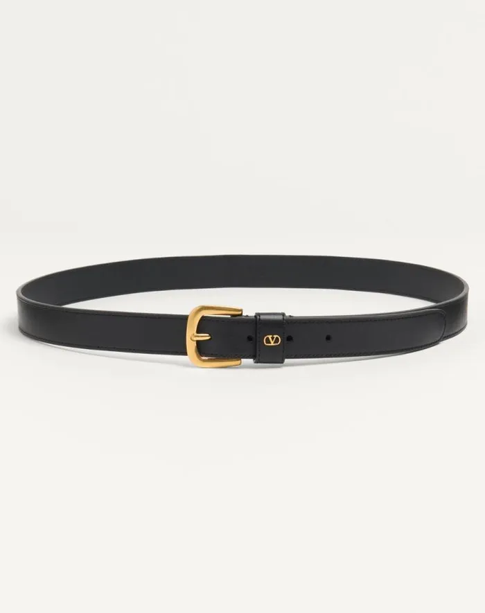 Valentino Belts Man Vlogo Signature Belt In Shiny Calfskin 25 Mm For Man In Black Black Valentino Belts Man Vlogo Signature Belt In Shiny Calfskin 25 Mm For Man In Black Black