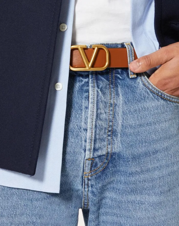 Valentino Belts Man Vlogo Signature Calfskin Belt For Man In Black Black Valentino Belts Man Vlogo Signature Calfskin Belt For Man In Black Black