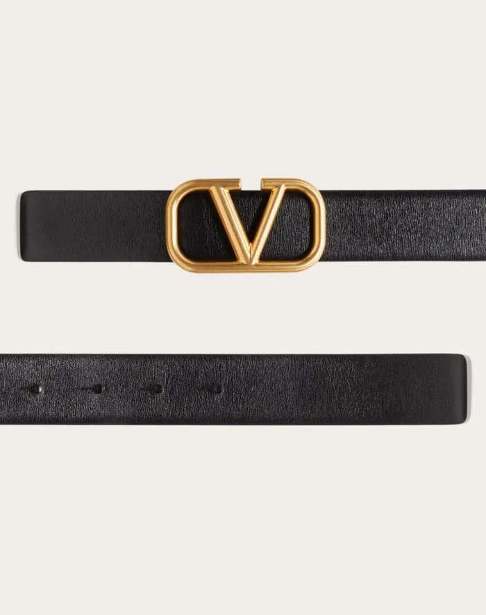 Valentino Belts Man Vlogo Signature Calfskin Belt For Man In Black Black Valentino Belts Man Vlogo Signature Calfskin Belt For Man In Black Black