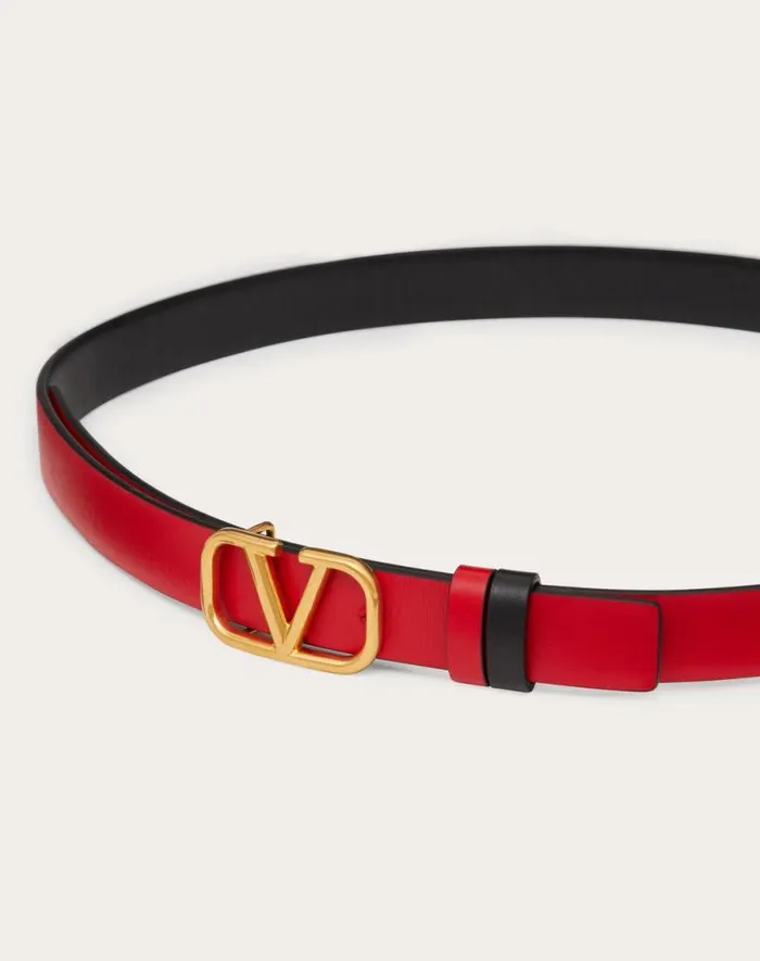 Valentino Belts Woman Reversible Vlogo Signature Belt In Glossy Calfskin 20 Mm For Woman In Blackpure Red Blackpure Red Valentino Belts Woman Reversible Vlogo Signature Belt In Glossy Calfskin 20 Mm For Woman In Blackpure Red Blackpure Red