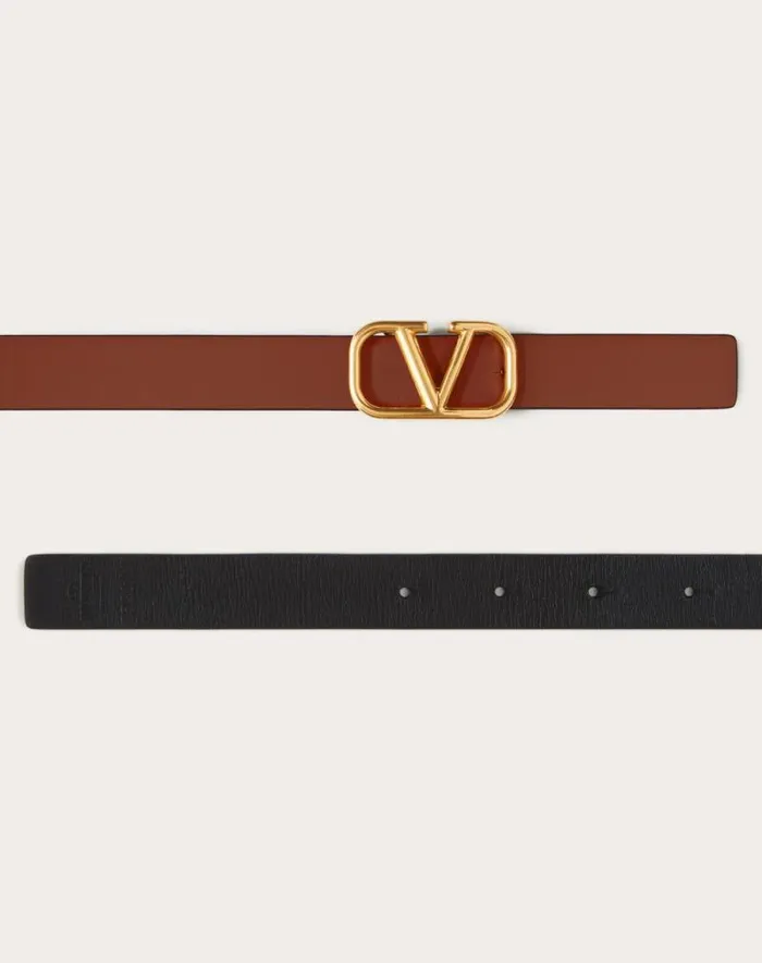Valentino Belts Woman Reversible Vlogo Signature Belt In Glossy Calfskin 20 Mm For Woman In Blackpure Red Blackpure Red Valentino Belts Woman Reversible Vlogo Signature Belt In Glossy Calfskin 20 Mm For Woman In Blackpure Red Blackpure Red