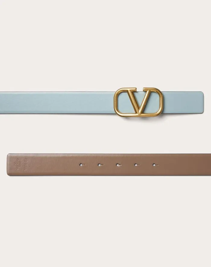 Valentino Belts Woman Reversible Vlogo Signature Belt In Glossy Calfskin 30 Mm For Woman In Smokey Beigeblack Smokey Beigeblack Valentino Belts Woman Reversible Vlogo Signature Belt In Glossy Calfskin 30 Mm For Woman In Smokey Beigeblack Smokey Beigeblack
