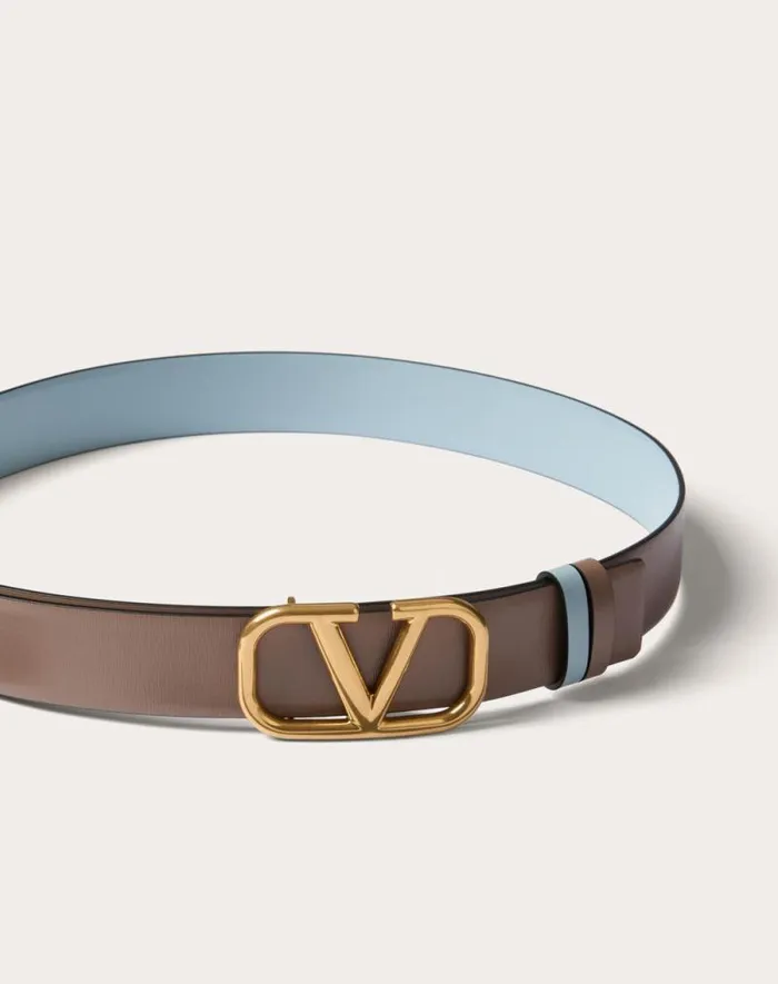 Valentino Belts Woman Reversible Vlogo Signature Belt In Glossy Calfskin 30 Mm For Woman In Smokey Beigeblack Smokey Beigeblack Valentino Belts Woman Reversible Vlogo Signature Belt In Glossy Calfskin 30 Mm For Woman In Smokey Beigeblack Smokey Beigeblack